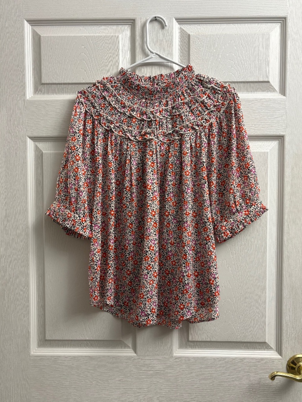 Women's Ann Taylor Floral Print Ruffle Boho Blouse